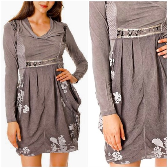 Angels Never Die Dark Gray Unique Design Empire-Waist Dress - Picture 2 of 15